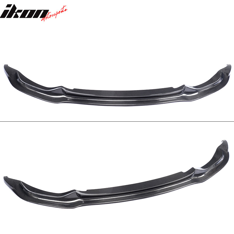 IKON MOTORSPORTS, Front Bumper Lip Compatible With 2015-2020 BMW M3 F80 M4 F82 F83 , Matte Carbon Fiber + FRP V Style Front Lip Spoiler Wing Chin Splitter, 2016 2017 2018 2019