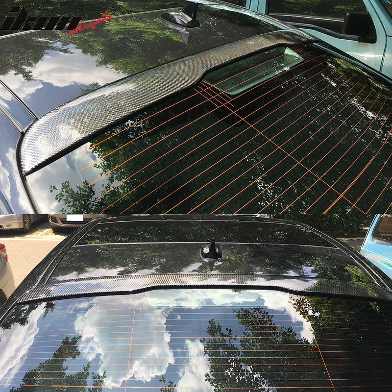 IKON MOTORSPORTS, Window Roof Spoiler Compatible With 2014-2018 Mercedes-Benz W222 , Matte Carbon Fiber JC Style Rear Spoiler Wing, 2015 2016 2017