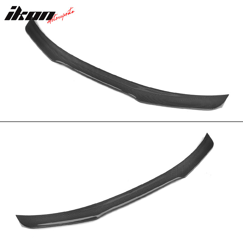 IKON MOTORSPORTS, Trunk Spoiler Compatible With 2015-2022 Ford Mustang Coupe , Matte Carbon Fiber JC Style Rear Spoiler Wing, 2016 2017