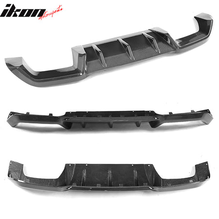 IKON MOTORSPORTS, Rear Diffuser Compatible With 2016-2019 BMW F87 M2 Coupe, MP Style Matte Carbon Fiber Rear Bumper Lip Valance Spoiler, 2017 2018