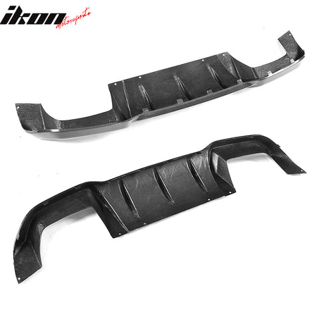 IKON MOTORSPORTS, Rear Diffuser Compatible With 2016-2019 BMW F87 M2 Coupe, MP Style Matte Carbon Fiber Rear Bumper Lip Valance Spoiler, 2017 2018