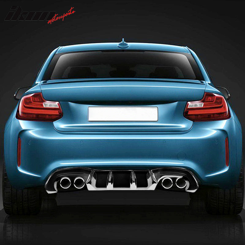 IKON MOTORSPORTS, Rear Diffuser Compatible With 2016-2019 BMW F87 M2, AP Style Matte Carbon Fiber Rear Bumper Lip Valance Spoiler, 2017 2018