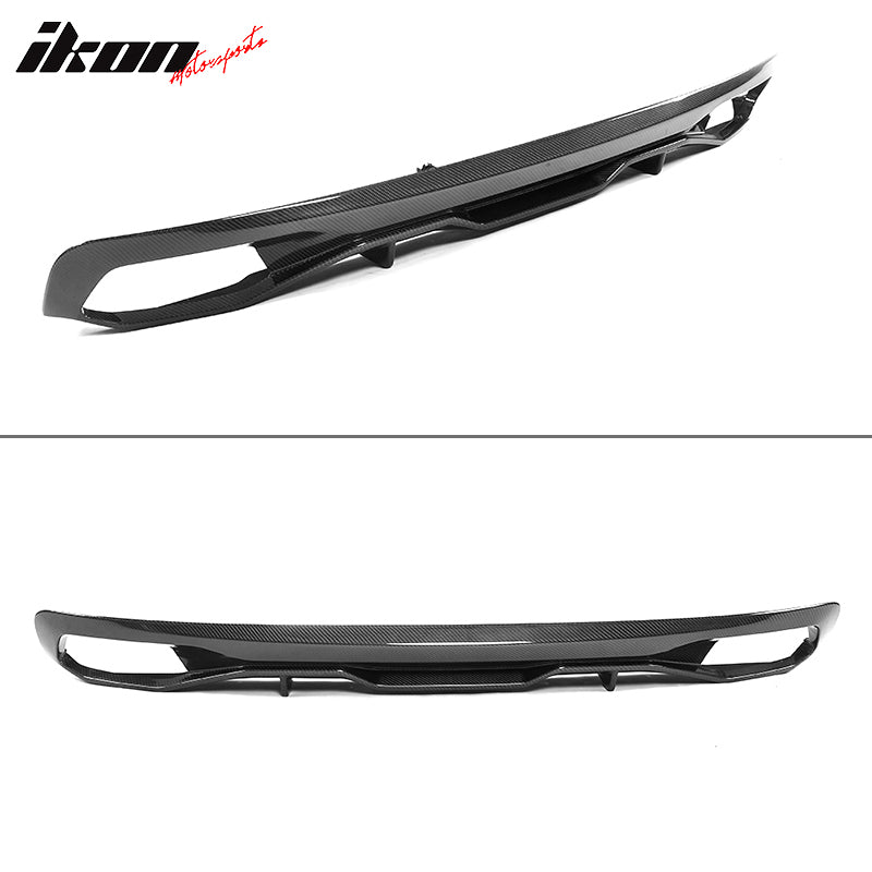 IKON MOTORSPORTS, Rear Diffuser Compatible With 2017-2018 BMW 5 Series G30 530i 540i Base, M Performance Style Matte Carbon Fiber Rear Bumper Lip Valance Spoiler