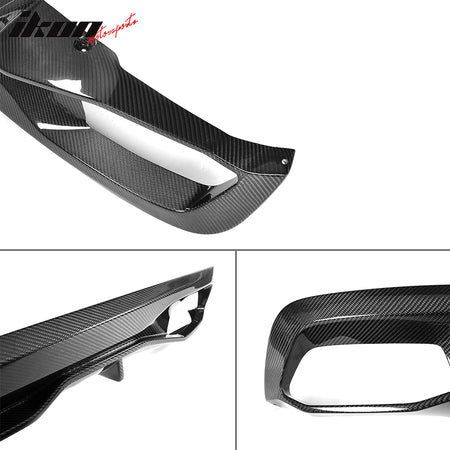 IKON MOTORSPORTS, Rear Diffuser Compatible With 2017-2018 BMW 5 Series G30 530i 540i Base, M Performance Style Matte Carbon Fiber Rear Bumper Lip Valance Spoiler