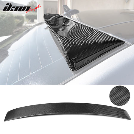 IKON MOTORSPORTS, Roof Spoiler Compatible With 2010-2016 Mercedes-Benz W212 E Class Sedan 4-Door, AMG Style Matte Carbon Fiber Rear Spoiler Wing, 2011 2012 2013 2014 2015