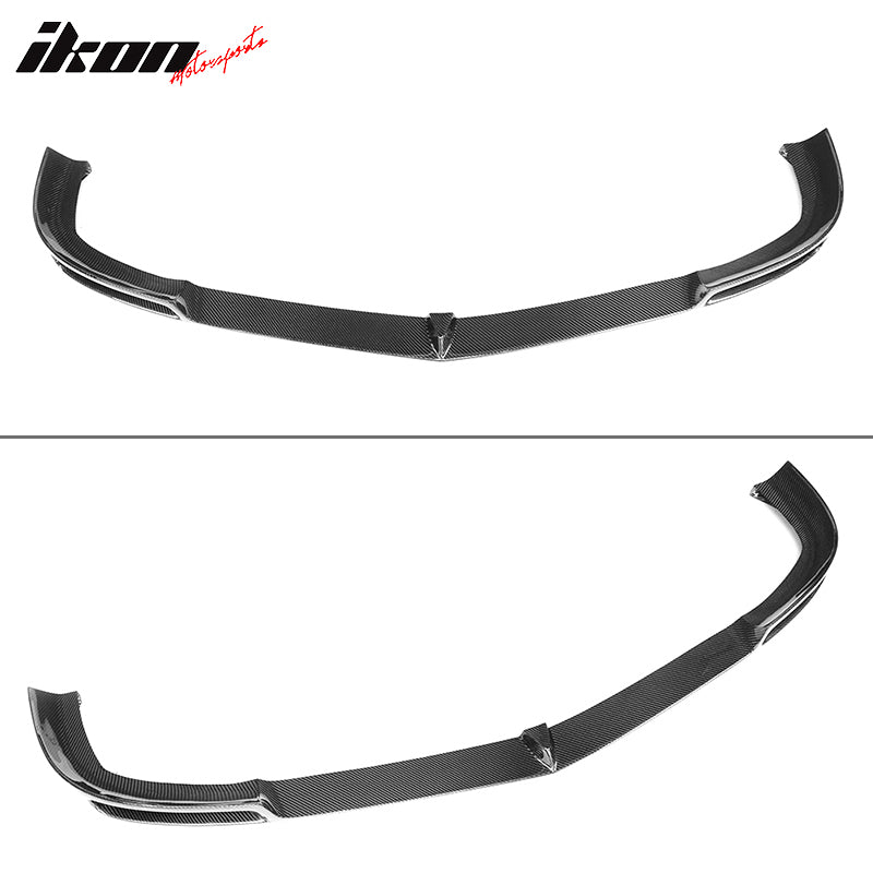 IKON MOTORSPORTS, Front Bumper Lip Compatible With 2012-2014 Mercedes-Benz C Class W204 C63 AMG, V Style Matte Carbon Fiber Front Lip Chin Valance Spoiler Splitter, 2013