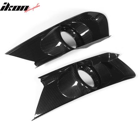 IKON MOTORSPORTS, Fog Light Cover Compatible With 2015-2017 Ford Mustang Coupe Except GT350, Matte Carbon Fiber Front Bumper Fog Light Guards Covers Pair, 2016