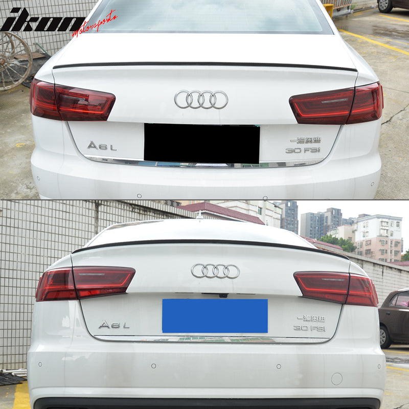 Fits 12-17 Audi A6 C7 Sedan S6 Style Trunk Spoiler Wing - Matte Carbon Fiber