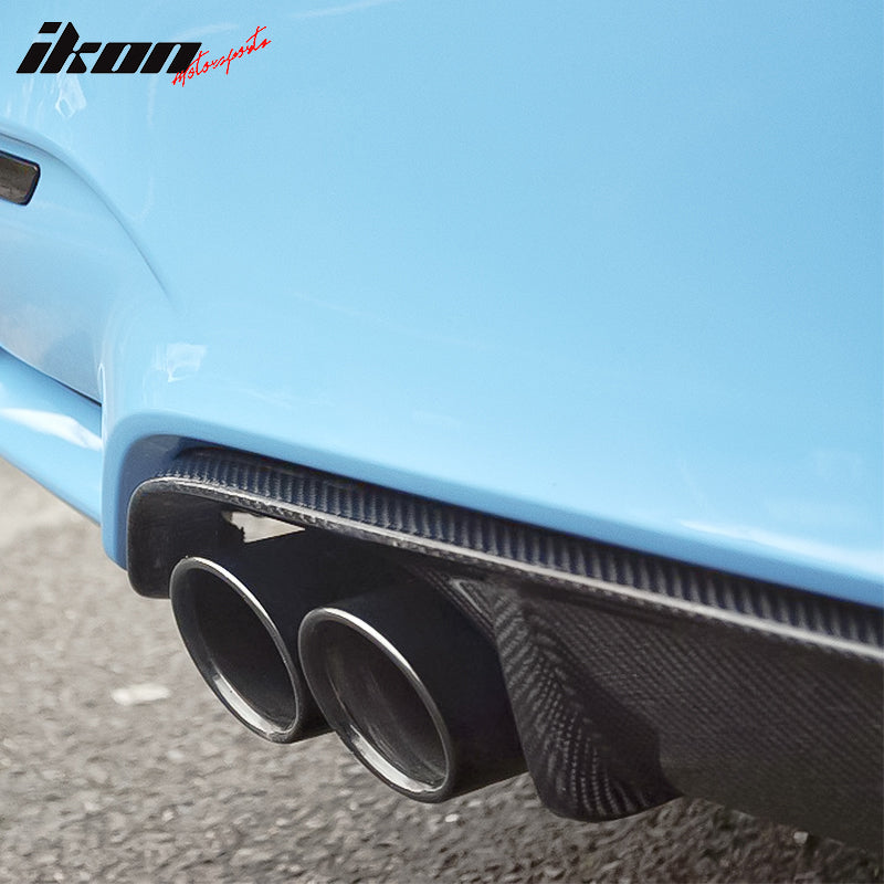 IKON MOTORSPORTS, Rear Diffuser Compatible With 2015-2020 BMW M4 Coupe F82, P Style Matte Carbon Fiber Rear Bumper Lip Valance Spoiler, 2016 2017 2018 2019