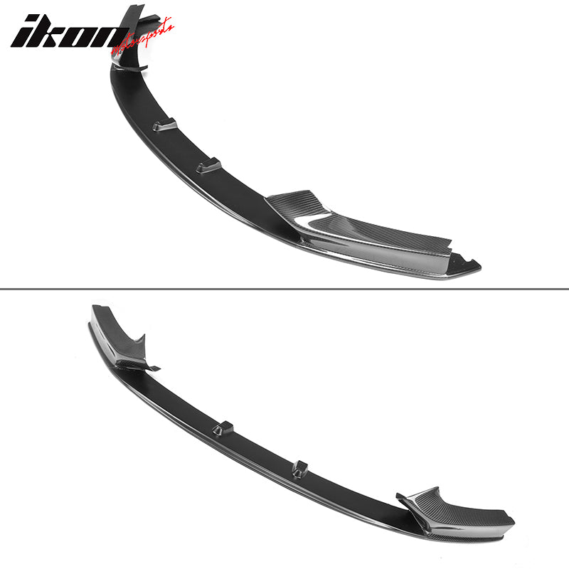 IKON MOTORSPORTS, Front Bumper Lip Compatible With 2014-2020 BMW 2 Series F22 F23 M Sport, M Performance Style Matte Carbon Fiber Front Lip Chin Valance Spoiler Splitter, 2015 2016 2017 2018 2019