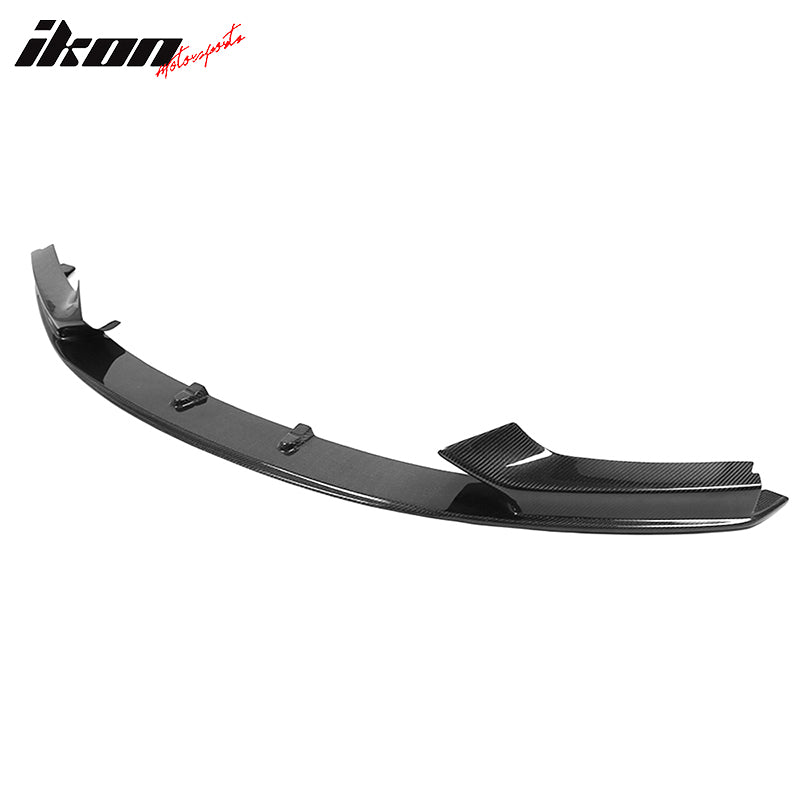IKON MOTORSPORTS, Front Bumper Lip Compatible With 2014-2020 BMW 2 Series F22 F23 M Sport, M Performace Style Matte Carbon Fiber Front Lip Chin Valance Spoiler Splitter, 2015 2016 2017 2018 2019