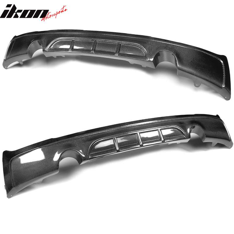 IKON MOTORSPORTS, Rear Diffuser Compatible With 2014-2020 BMW 2 Series F22 M235i 220i M sport Coupe, M Performace Style Matte Carbon Fiber Rear Bumper Lip Valance Spoiler, 2015 2016 2017 2018 2019
