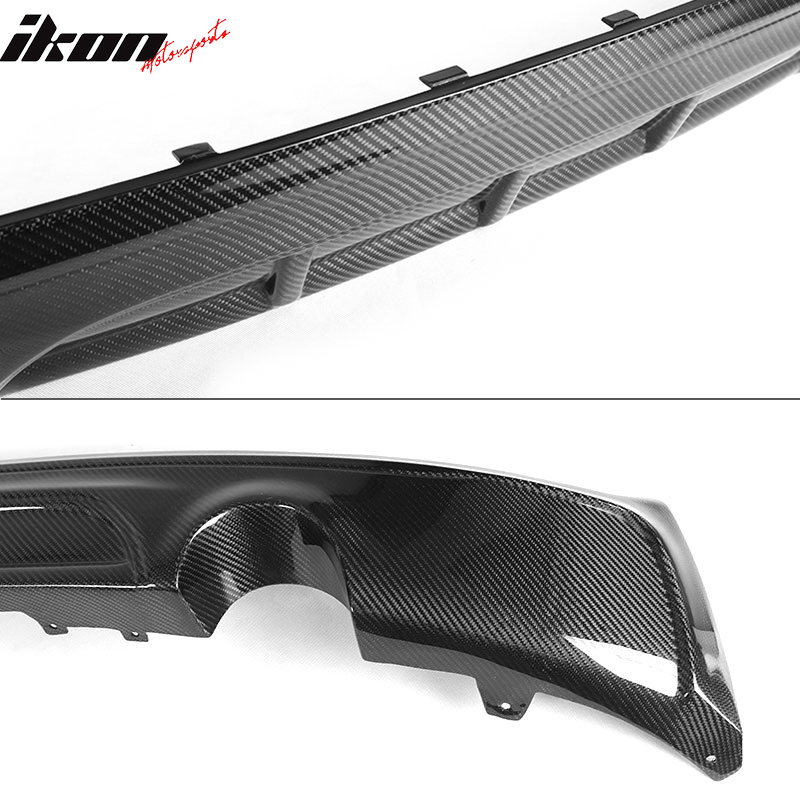 IKON MOTORSPORTS, Rear Diffuser Compatible With 2014-2020 BMW 2 Series F22 M235i 220i M sport Coupe, M Performace Style Matte Carbon Fiber Rear Bumper Lip Valance Spoiler, 2015 2016 2017 2018 2019