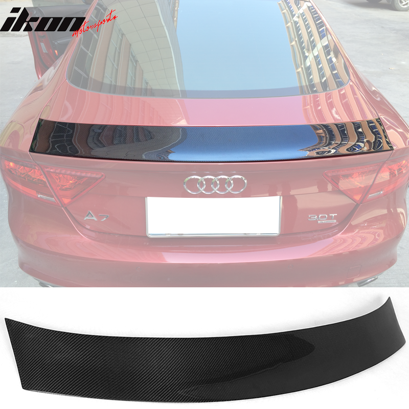 IKON MOTORSPORTS, Trunk Spoiler Compatible With 2012-2018 Audi A7 S7 RS7 Sedan, Factory Style Matte Carbon Fiber Rear Spoiler Wing, 2013 2014 2015 2016 2017