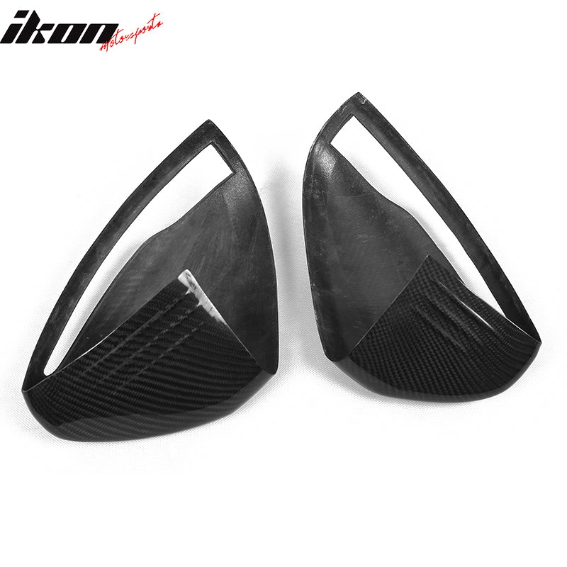 IKON MOTORSPORTS, Mirror Cover Compatible With 2015-2018 Mercedes-Benz W205 C Class W222 S Class Sedan, Matte Carbon Fiber Side Rear View Mirror Covers Pair, 2016 2017