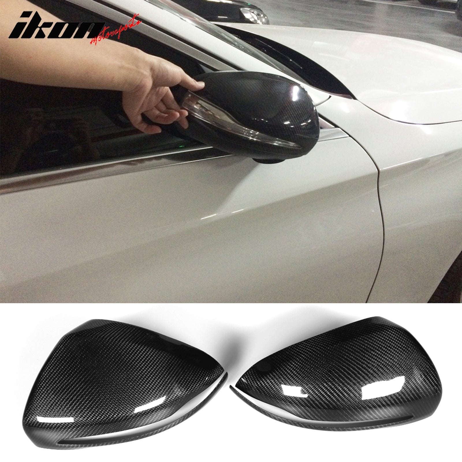 IKON MOTORSPORTS, Mirror Cover Compatible With 2015-2018 Mercedes