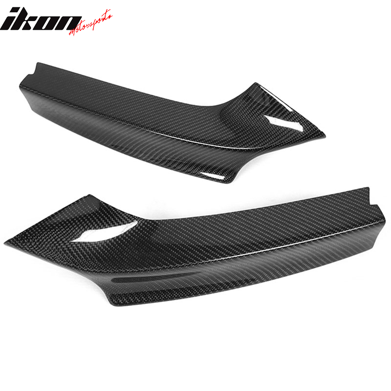 IKON MOTORSPORTS, Front Lip Splitters Compatible With 2014-2020 BMW 2 Series F22 F23 M Sport, M Performance Style Matte Carbon Fiber Front Lip Chin Valance Spoiler 2PC, 2015 2016 2017 2018 2019