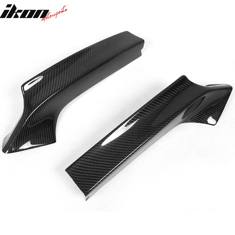 IKON MOTORSPORTS, Front Lip Splitters Compatible With 2014-2020 BMW 2 Series F22 F23 M Sport, M Performance Style Matte Carbon Fiber Front Lip Chin Valance Spoiler 2PC, 2015 2016 2017 2018 2019