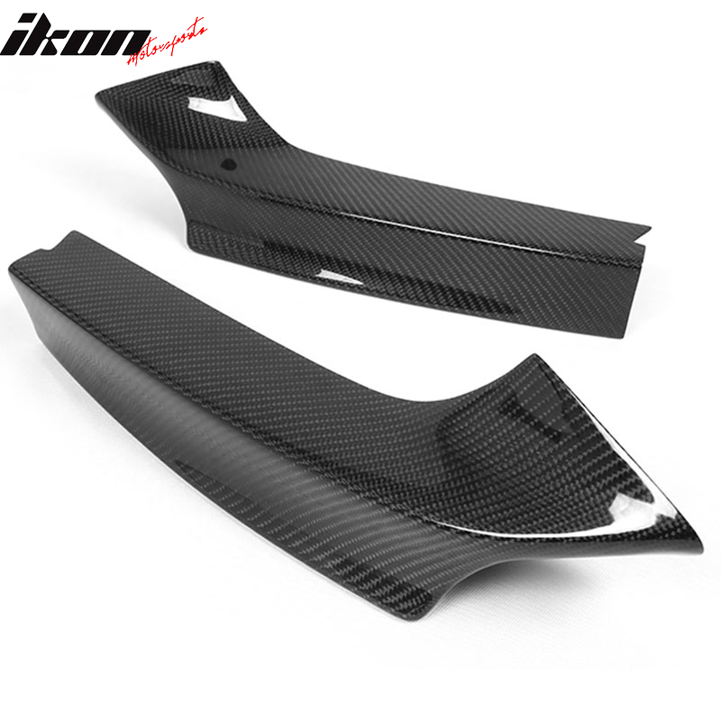 IKON MOTORSPORTS, Front Lip Splitters Compatible With 2014-2020 BMW 2 Series F22 F23 M Sport, M Performance Style Matte Carbon Fiber Front Lip Chin Valance Spoiler 2PC, 2015 2016 2017 2018 2019