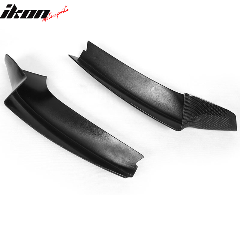 IKON MOTORSPORTS, Front Lip Splitters Compatible With 2014-2020 BMW 2 Series F22 F23 M Sport, M Performance Style Matte Carbon Fiber Front Lip Chin Valance Spoiler 2PC, 2015 2016 2017 2018 2019