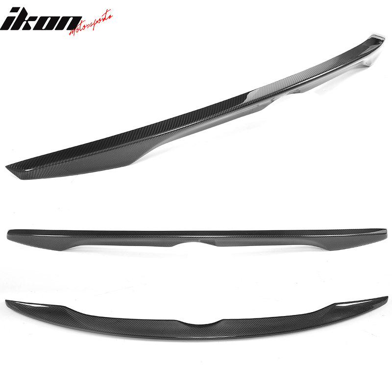 IKON MOTORSPORTS, Trunk Spoiler Compatible With 2014-2024 Infiniti Q50, Factory Style Matte Carbon Fiber Rear Spoiler Wing, 2015 2016 2017 2018 2019 2020 2021