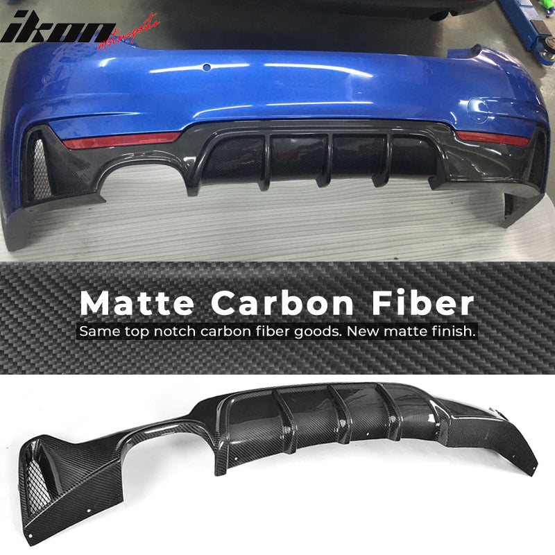 Fits 14-20 BMW 428i 430i xDrive P Style Rear Lip Diffuser Matte Carbon Fiber