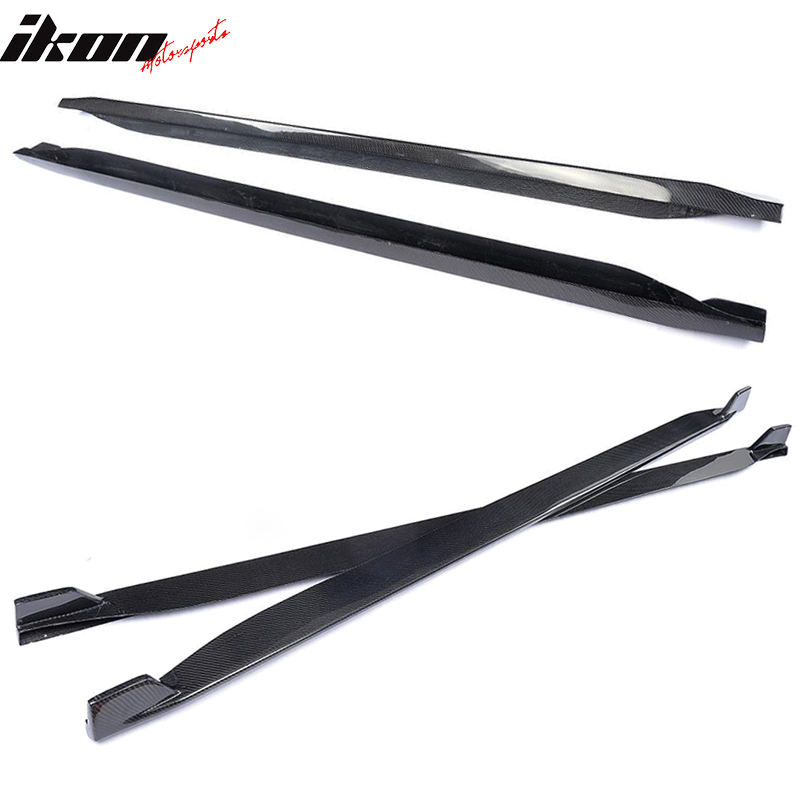 IKON MOTORSPORTS, Side Skirts Compatible With 2015-2022 Ford Mustang Coupe Except GT350, JC Style Side Skirt Extension Rocker Panel Driver Passenger, 2016 2017