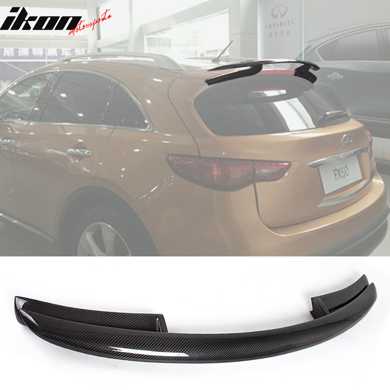 IKON MOTORSPORTS, Roof Spoiler Compatible With 2009-2012 Infiniti FX35 FX50, VE Style Matte Carbon Fiber Rear Spoiler Wing, 2010 2011