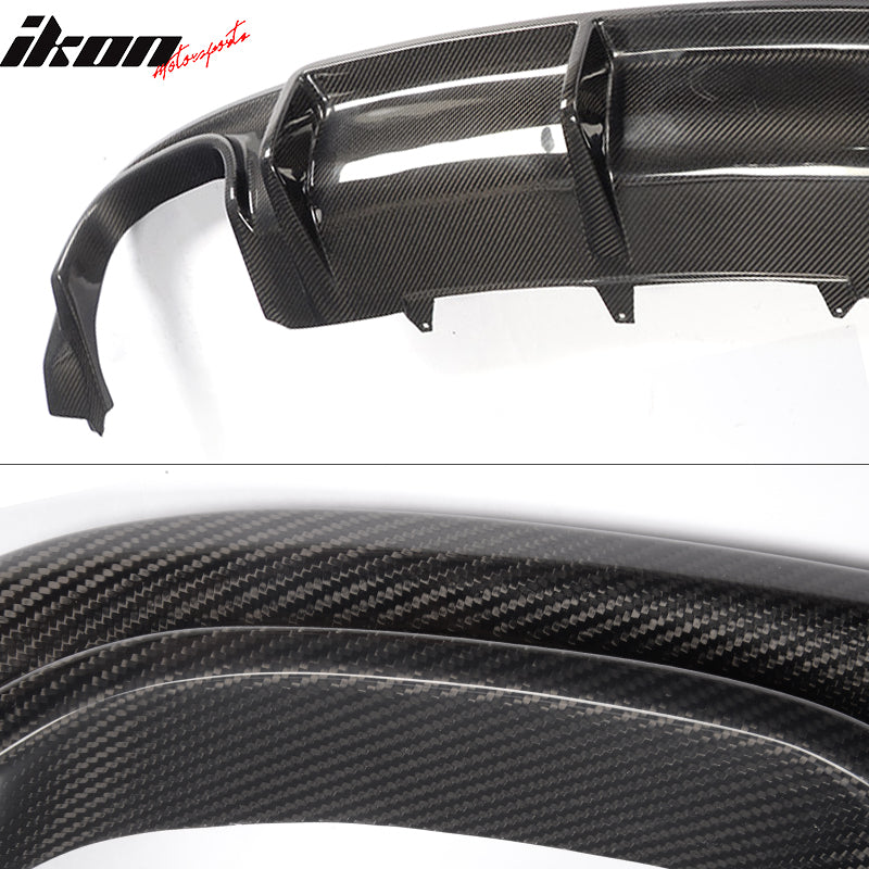 IKON MOTORSPORTS, Rear Diffuser Compatible With 2012-2017 Audi A5 S5 Coupe , Matte Carbon Fiber Factory Style Rear Bumper Lip Spoiler Wing, 2013 2014 2015 2016