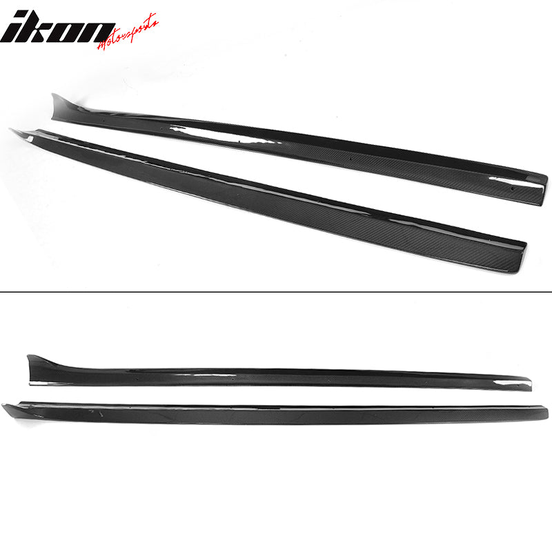 IKON MOTORSPORTS, Side Skirts Compatible With 2008-2016 Audi A5 A5 Quattro S5 2-Door , Matte Carbon Fiber JC Style Side Skirt Extension Rocker Panel Pair, 2009 2010 2011 2012 2013 2014 2015