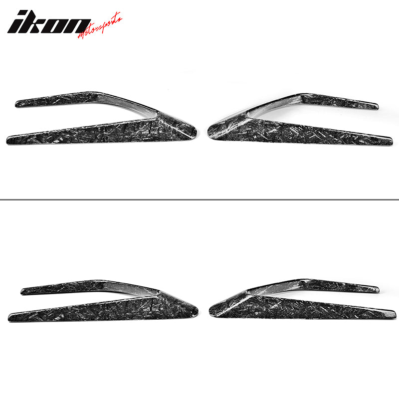 IKON MOTORSPORTS, Front Fender Scoop Vents Compatible With 2015-2018 Mercedes-Benz C Class W205 Sedan, JC Style Matte Forged Carbon Fiber Front Side Fender Fin Vents Air Outlet Cover Trims, 2016 2017