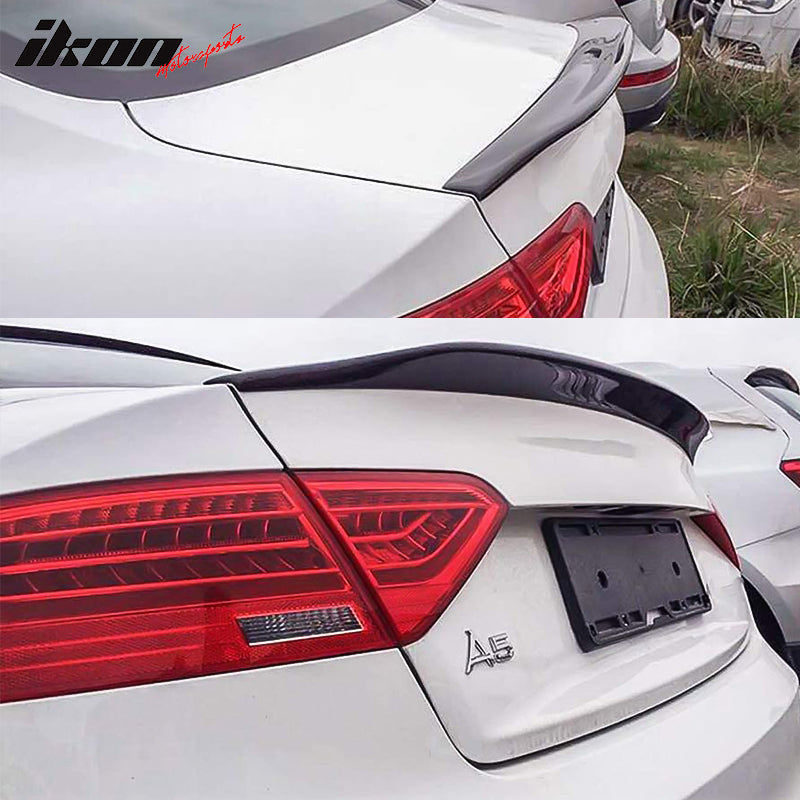 IKON MOTORSPORTS, Trunk Spoiler Compatible With 2008-2016 Audi S5 B8 Coupe, CA Style Matte Carbon Fiber Rear Spoiler Wing, 2009 2010 2011 2012 2013 2014 2015