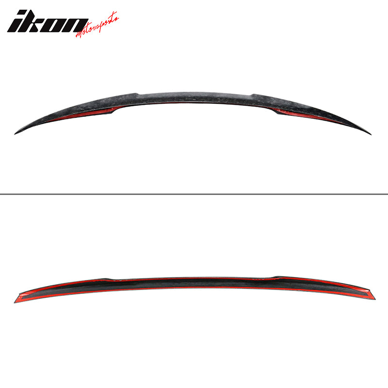 IKON MOTORSPORTS, Trunk Spoiler Compatible With 2015-2020 BMW M4 F82 Coupe, VO Style Matte Forged Carbon Fiber Rear Trunk Spoiler Wing, 2016 2017 2018 2019