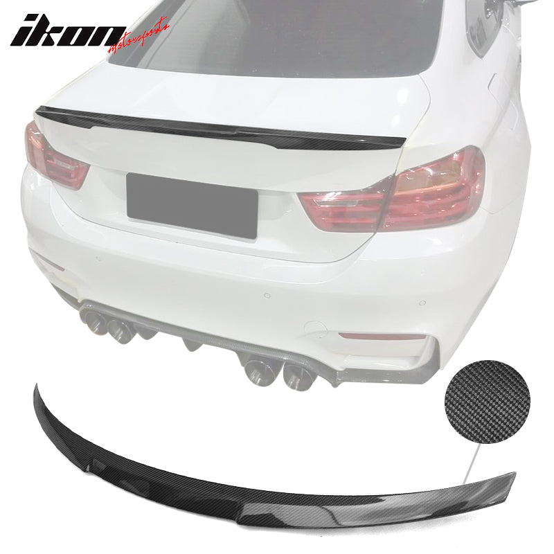 IKON MOTORSPORTS, Trunk Spoiler Compatible With 2015-2020 BMW M4 F82 Coupe, VO Style Matte Carbon Fiber Rear Spoiler Wing, 2016 2017 2018 2019