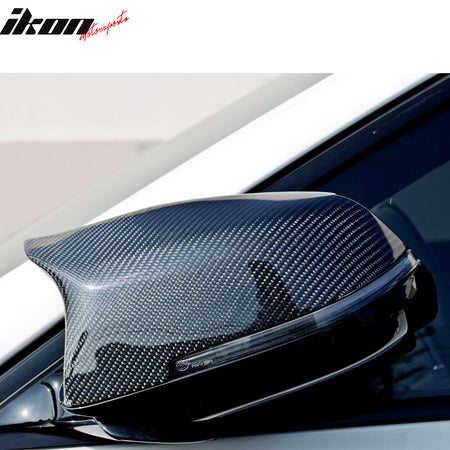 IKON MOTORSPORTS, Mirror Cover Compatible With 2014-2016 BMW 5 Series F07 F10 F11, JC Style Matte Carbon Fiber Rear Side View Mirror Covers Pair, 2015