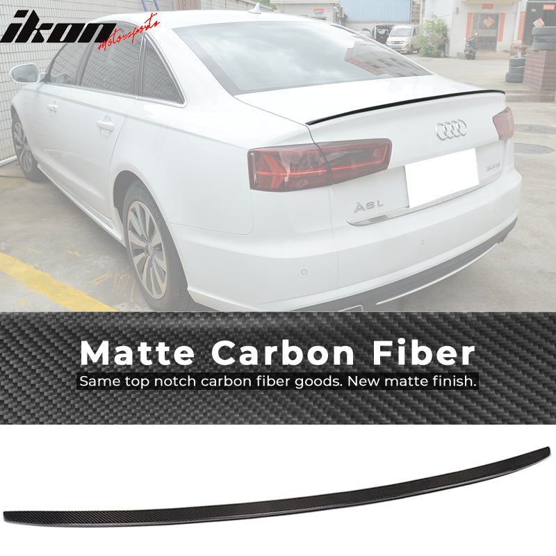 Fits 12-17 Audi A6 C7 Sedan S6 Style Trunk Spoiler Wing - Matte Carbon Fiber
