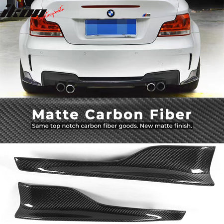 Fits 11-12 BMW 1 Series M E82 R Style Rear Lip Splitter Apron Matte Carbon Fiber