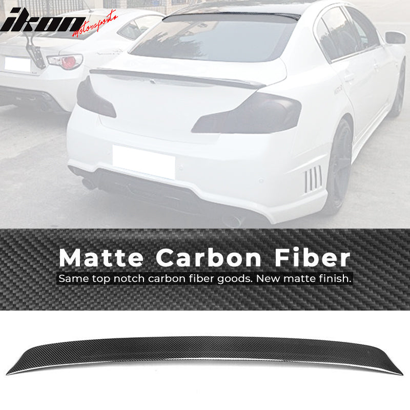 Fits 07-15 Infiniti G35 G25 G37 Q40 VIP Style Roof Spoiler - Matte Carbon Fiber