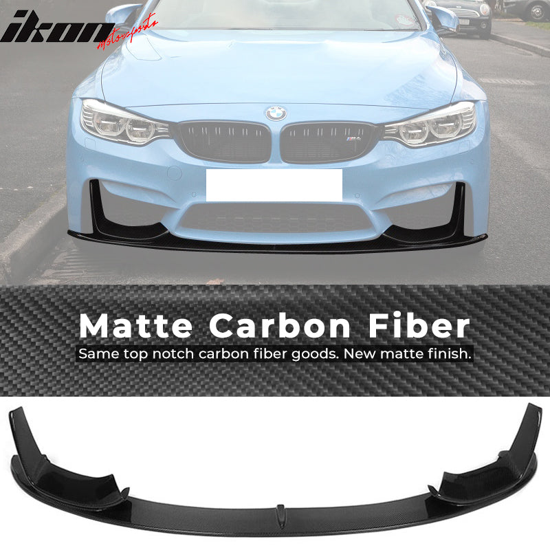 Fits 15-20 BMW M3 F80 M4 F82 F83 P Style Front Bumper Lip - Matte Carbon Fiber
