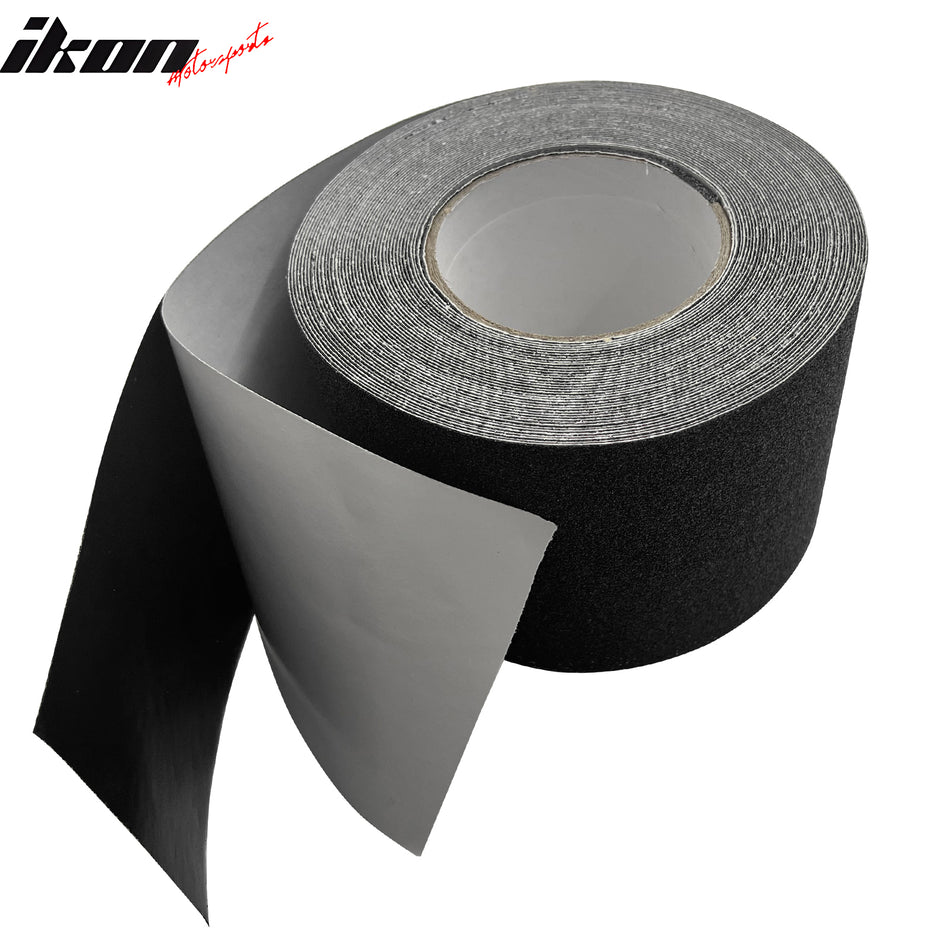 IKON MOTORSPORTS Anti Slip Grip Tape 4in x 48ft, High Traction Non Skid Safety Tape, Self Adhesive, Indoor & Outdoor Use for Stairs, Ramps, Walkways, Decks, Showers, Skateboards Black