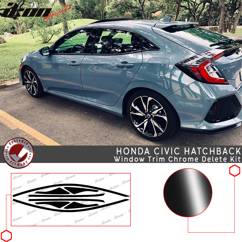 2017-2020 Honda Civic Gloss Black Window Trim Chrome Delete Vinyl Kit