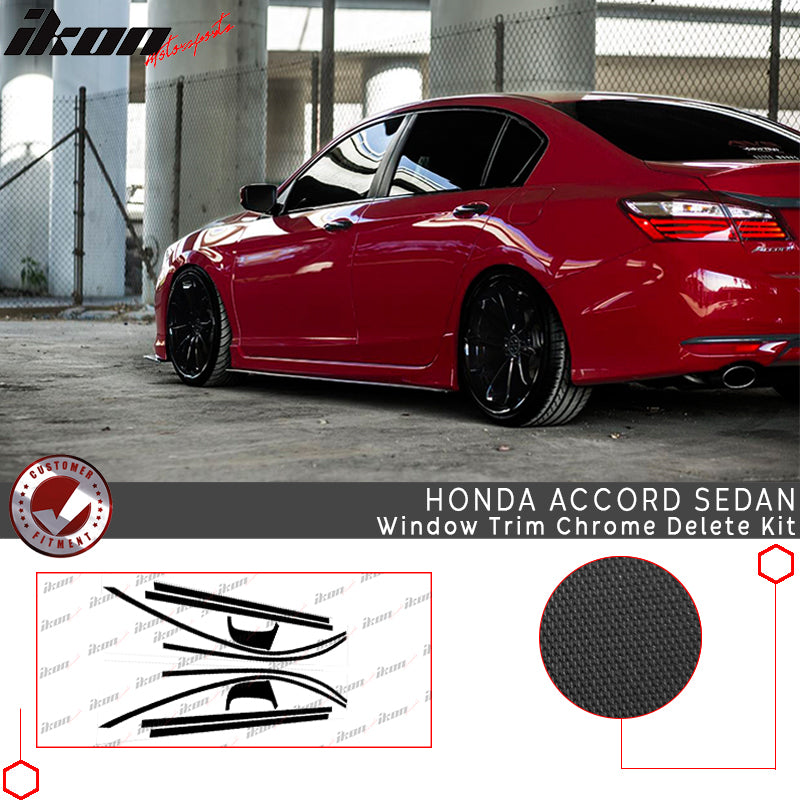 2013-2017 Honda Accord Matte Black Window Trim Chrome Delete Vinyl Kit