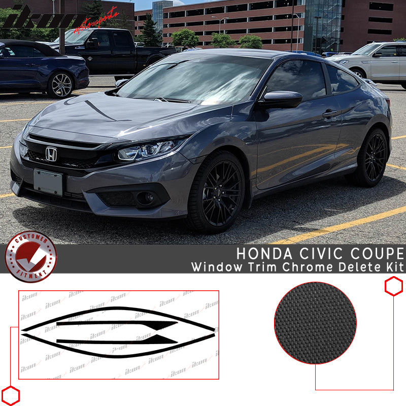 2016-2020 Honda Civic Matte Black Window Trim Chrome Delete Vinyl Kit