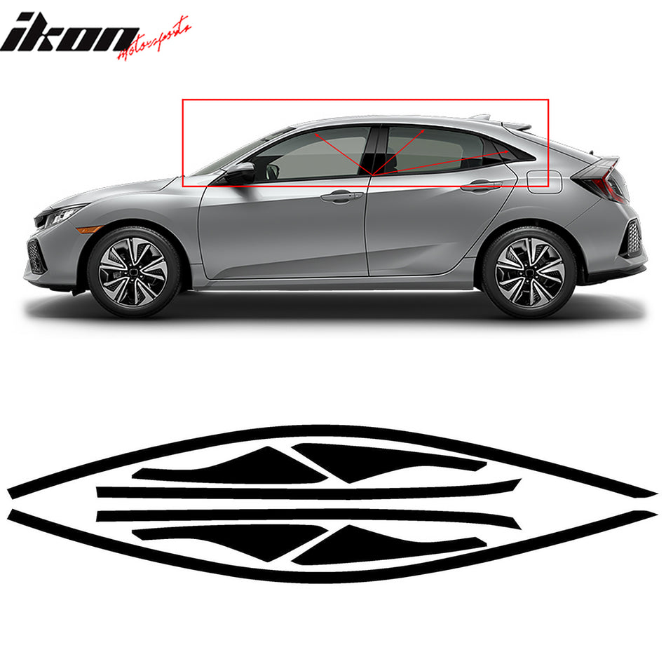 2017-2020 Honda Civic Matte Black Window Trim Chrome Delete Vinyl Kit