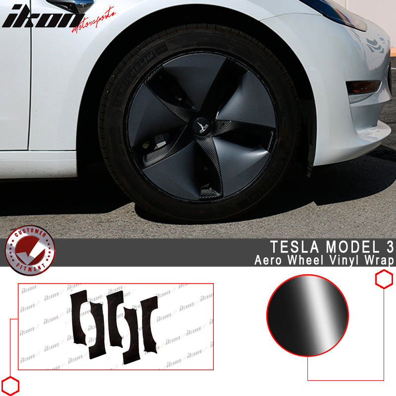 2017-2023 Tesla Model 3 Gloss Black Chrome Delete Vinyl Kit Wheel Rim