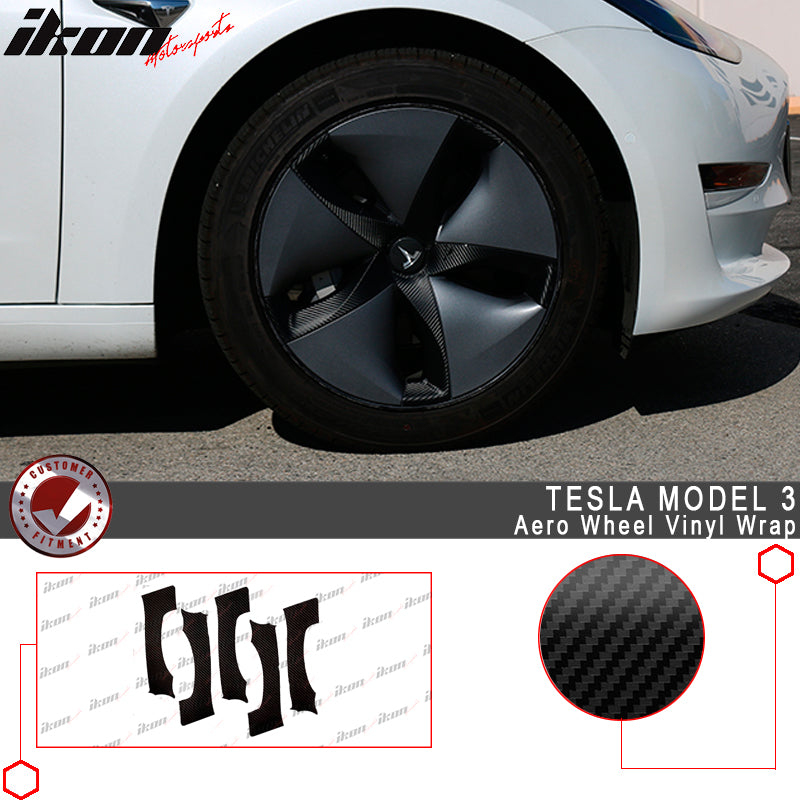 2017-2023 Tesla Model 3 Aero Wheel Wrap Kit All 4 Wheels Carbon Fiber