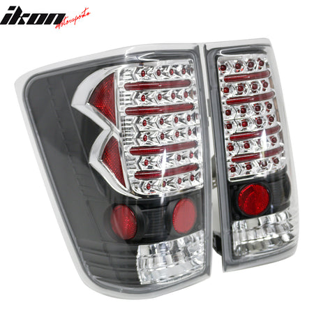 Fits 04-15 Nissan Titan Left Right Tail Lights Rear Brake Lamps Black Chrome