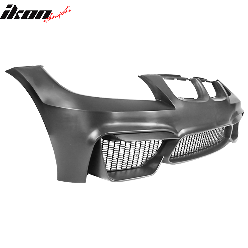 IKON MOTORSPORTS, Front Bumper Cover Compatible With 2006-2008 BMW E90 E91, 3 Series Sedan Wagon M4 Style PP Polypropylene Front Bumper Conversion Replacement, 2007