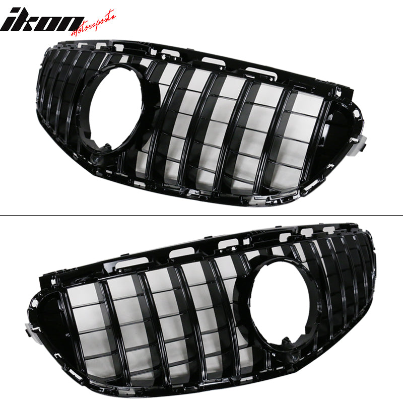 IKON MOTORSPORTS Front Upper Grille Compatiable with 2014-2016 Mercedes Benz E-Class W212, AMG GT Style Gloss Black ABS Grill