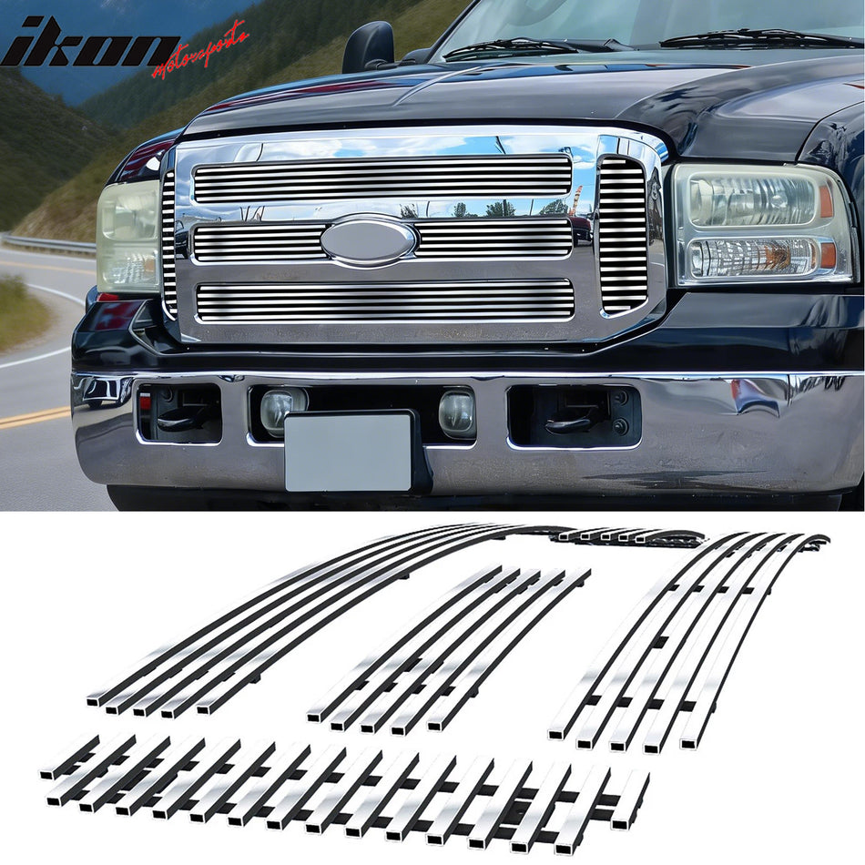 2005-2007 Ford F-250 F-350 F-450 Super Duty Chrome Front Bumper Upper Grille